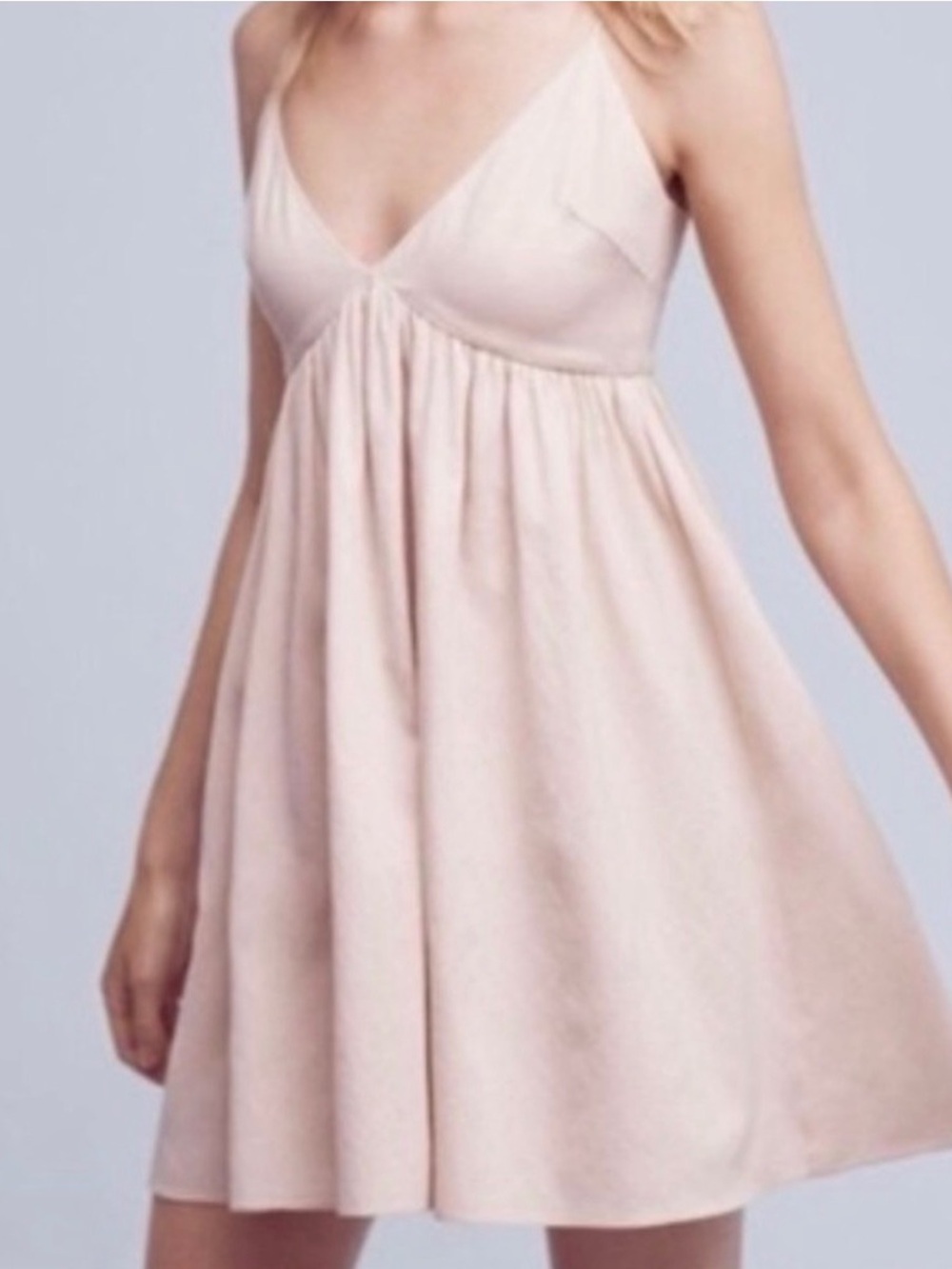 Anthropologie | Harlyn Blush Pink Spaghetti Strap V-Neck Mini Dress